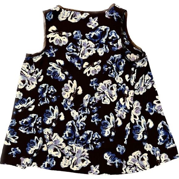 Simply Vera Vera Wang | Petite Blue and Black Floral Sleeveless Blouse | PL - Picture 3 of 7